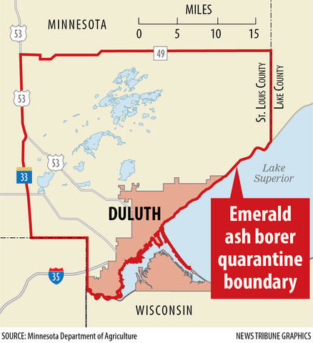 MN Emerald Ash Borer Quarantine Map Duluth Firewood Delivery Area